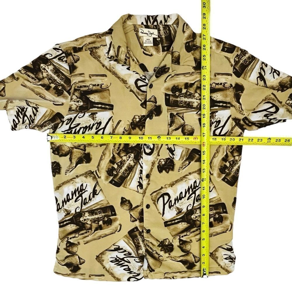 Vtg 90s Panama Jack Men’s Shirt Hawaiian Tan Button up Short Sleeve M - Picture 7 of 9